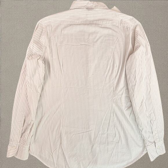 NWT GMF 965 Tan White Striped Cotton Italian Luxury Sports Dress Shirt 42 16.5 - Picture 6 of 12